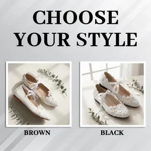 Elegant White Lace & Pearl Bridal Ballet Flats with Ribbon Ties for Wedding Day Comfort