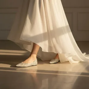 Sparkling Embellished Pointed Bridal Flats for All-Day Wedding Comfort