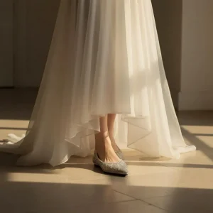 Sparkling Embellished Pointed Bridal Flats for All-Day Wedding Comfort