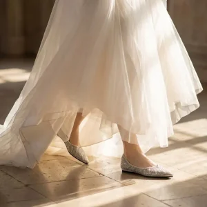 Sparkling Embellished Pointed Bridal Flats for All-Day Wedding Comfort
