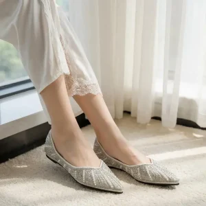 Sparkling Embellished Pointed Bridal Flats for All-Day Wedding Comfort