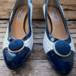 Own a Piece of History: 80s Vintage Donna Laura Polka Dot Leather Heels, EU 37