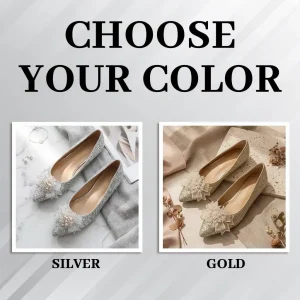 Sparkling Gold Wedding Flats with Beaded Bows for All-Day Comfort