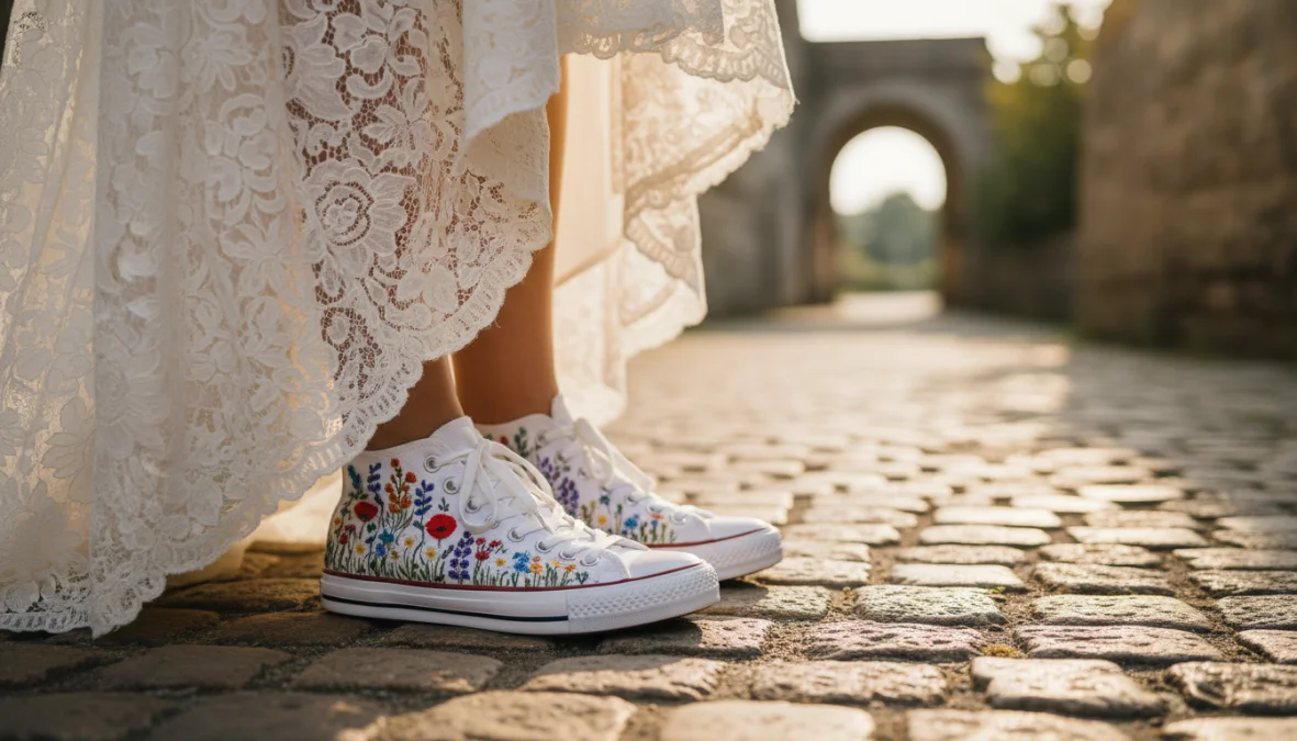 Walking Down the Aisle in Comfort: The 2026 Guide to Embroidered Bridal Sneakers